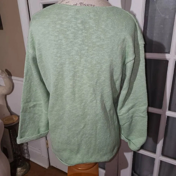Vintage Misolli Womens Green Knit V Neck Sweater Small - Picture 2 of 5